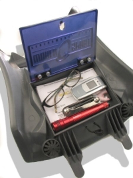 BMW R 1200 RT World Sport front seat storage.
